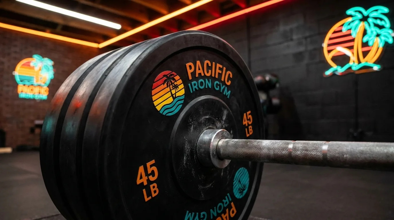 Loaded barbell with Pacific Iron plates